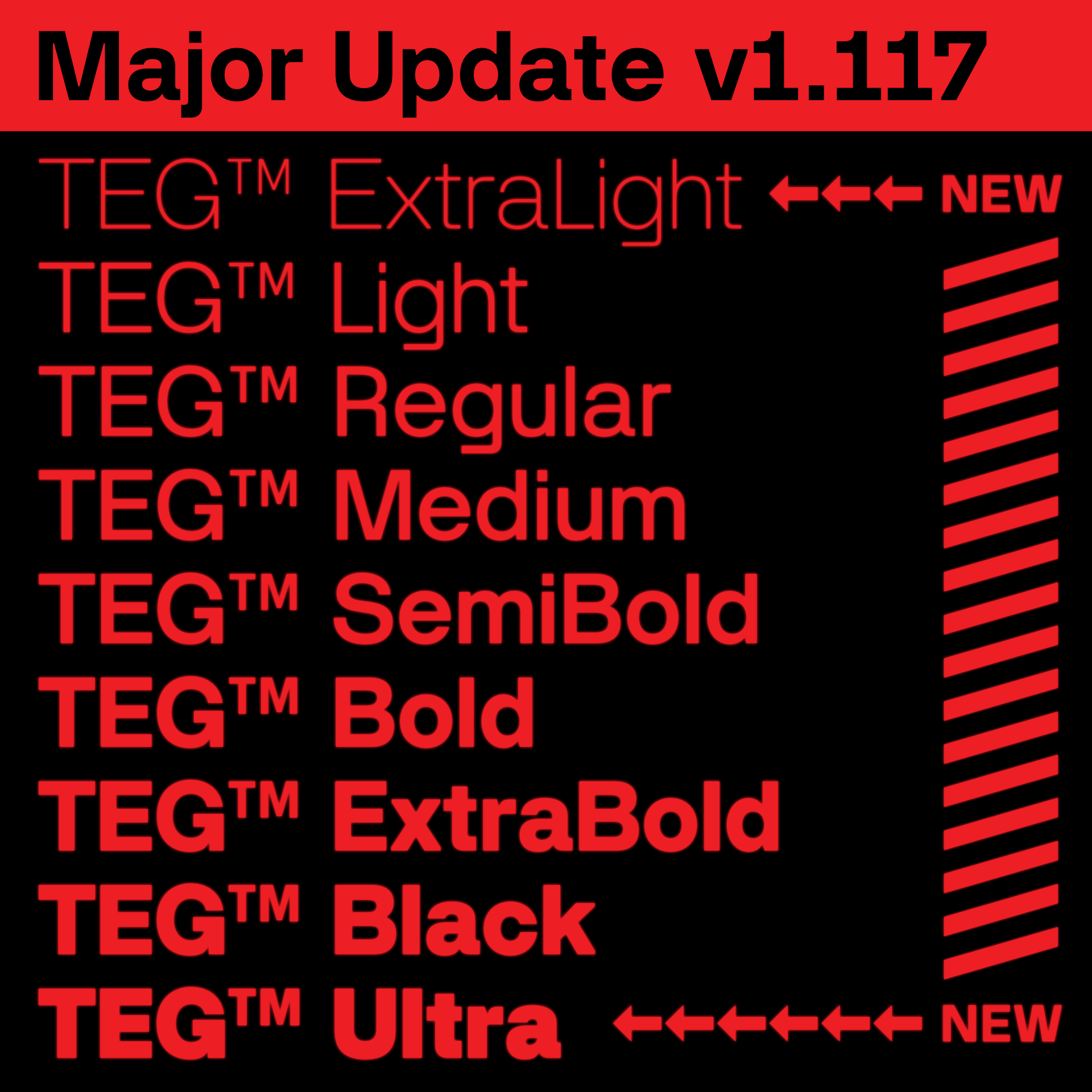 Font Updates: TEG typeface